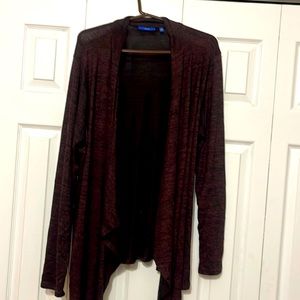 Apt 9 Black and Cranberry Pointed Hem Drape Front Cardigan XL.